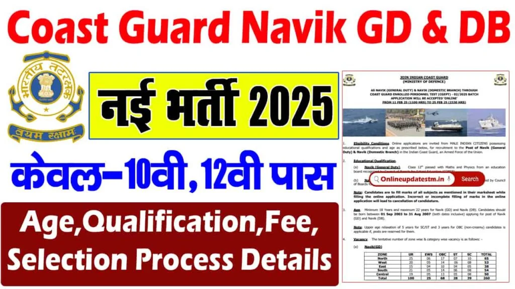 Coast Guard Navik GD DB Recruitment 2025